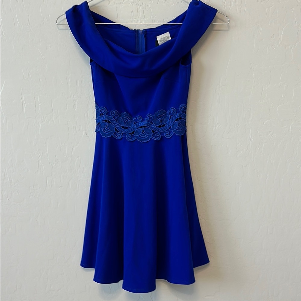 Elegant Blue Off-Shoulder Dress